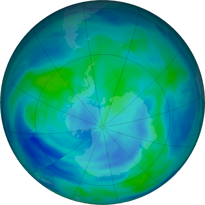 Antarctic ozone map for 26 March 2021